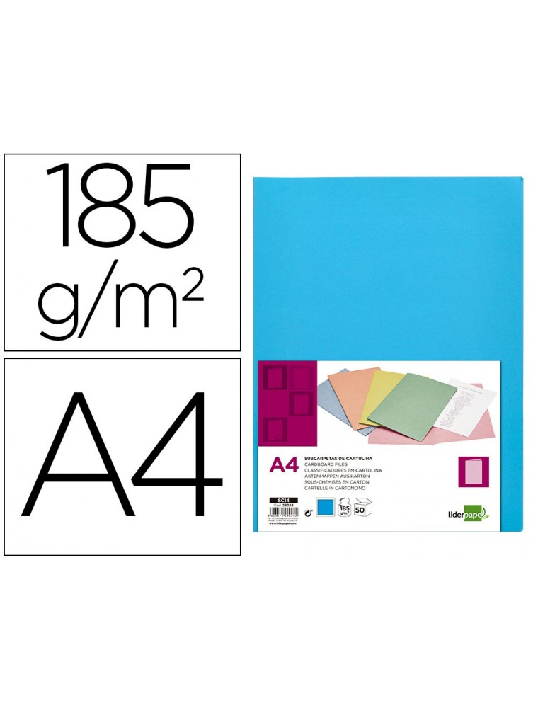 Subcarpeta liderpapel din a4 celeste intenso 180gm2