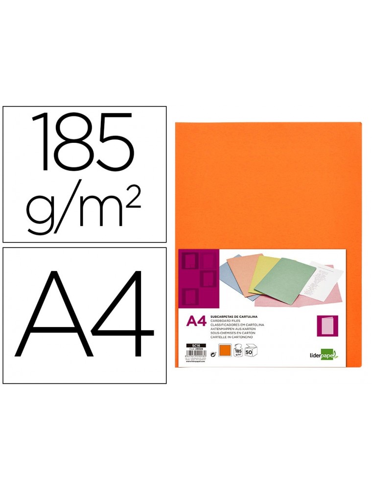 Subcarpeta liderpapel a4 naranja intenso 180gm2