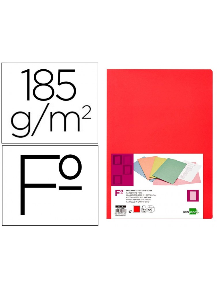 Subcarpeta liderpapel folio rojo intenso 180gm2