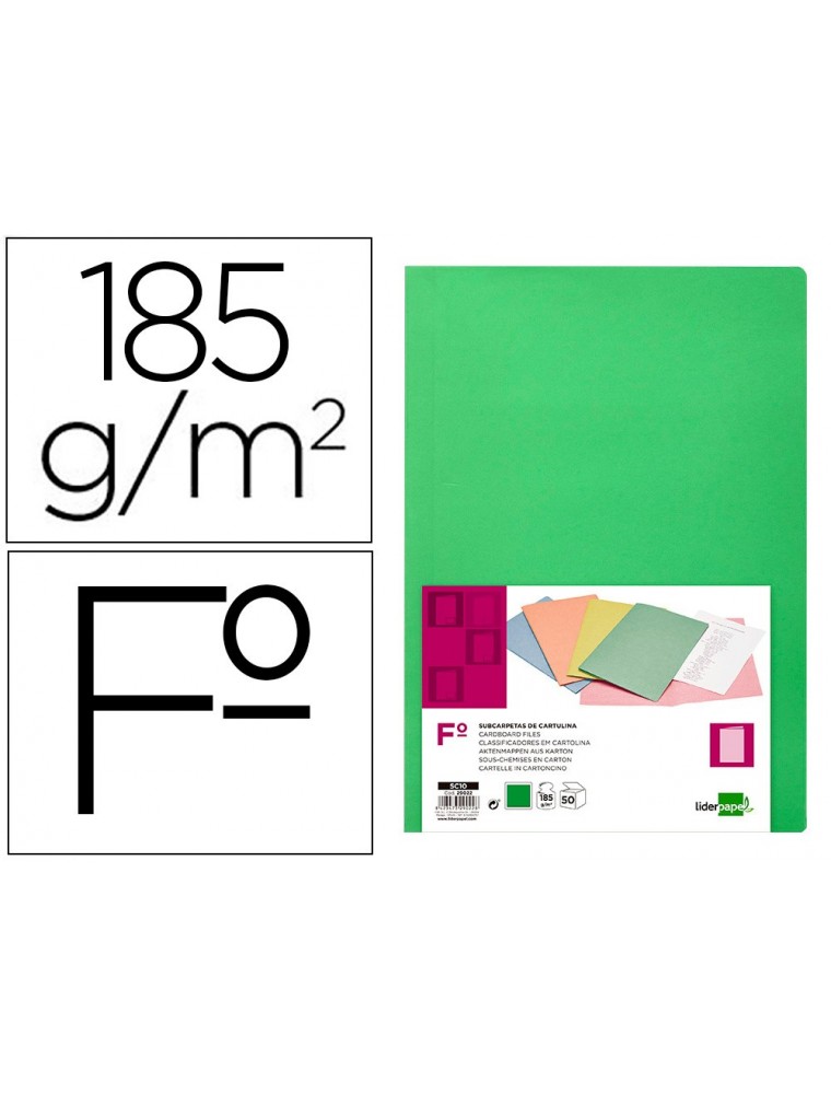 Subcarpeta liderpapel folio verde intenso 180gm2