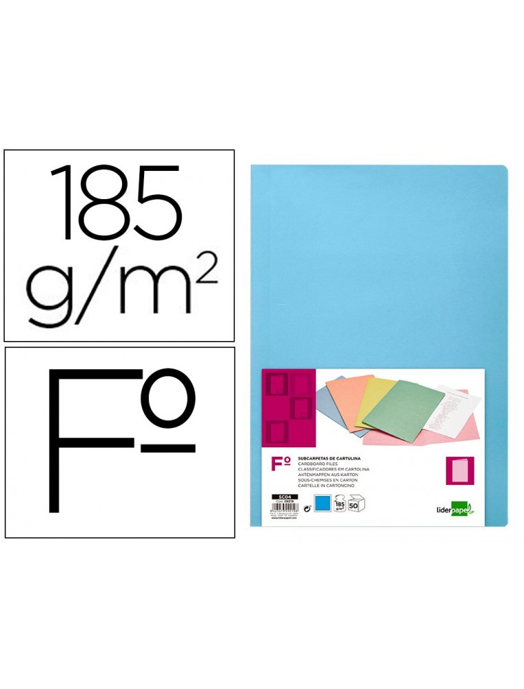 Subcarpeta liderpapel folio celeste intenso 180gm2