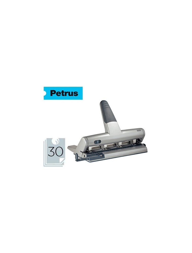 Taladrador petrus 514 metalico color plata 4 punzones moviles capacidad 30 hojas