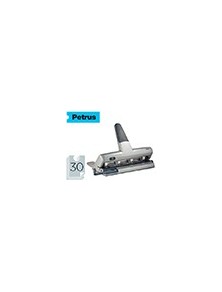 Taladrador petrus 514 metalico color plata 4 punzones moviles capacidad 30 hojas