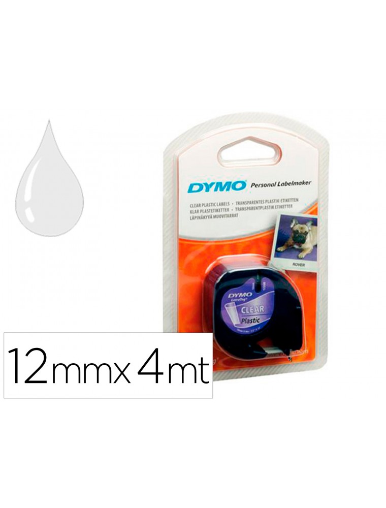 Cinta dymo 12mmx4mt -transparente para maquina letratag